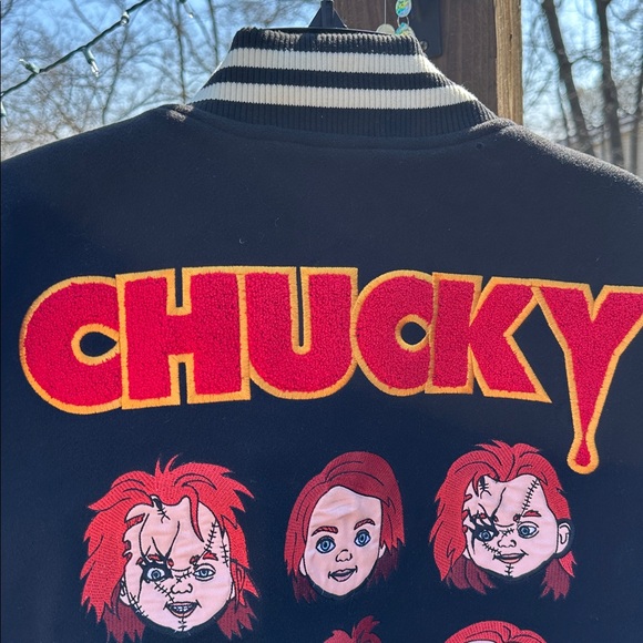 Chucky Shoe Palace Good Guys Black & Cream Synthetic Leather Varsity Jacket XL - Picture 7 of 10